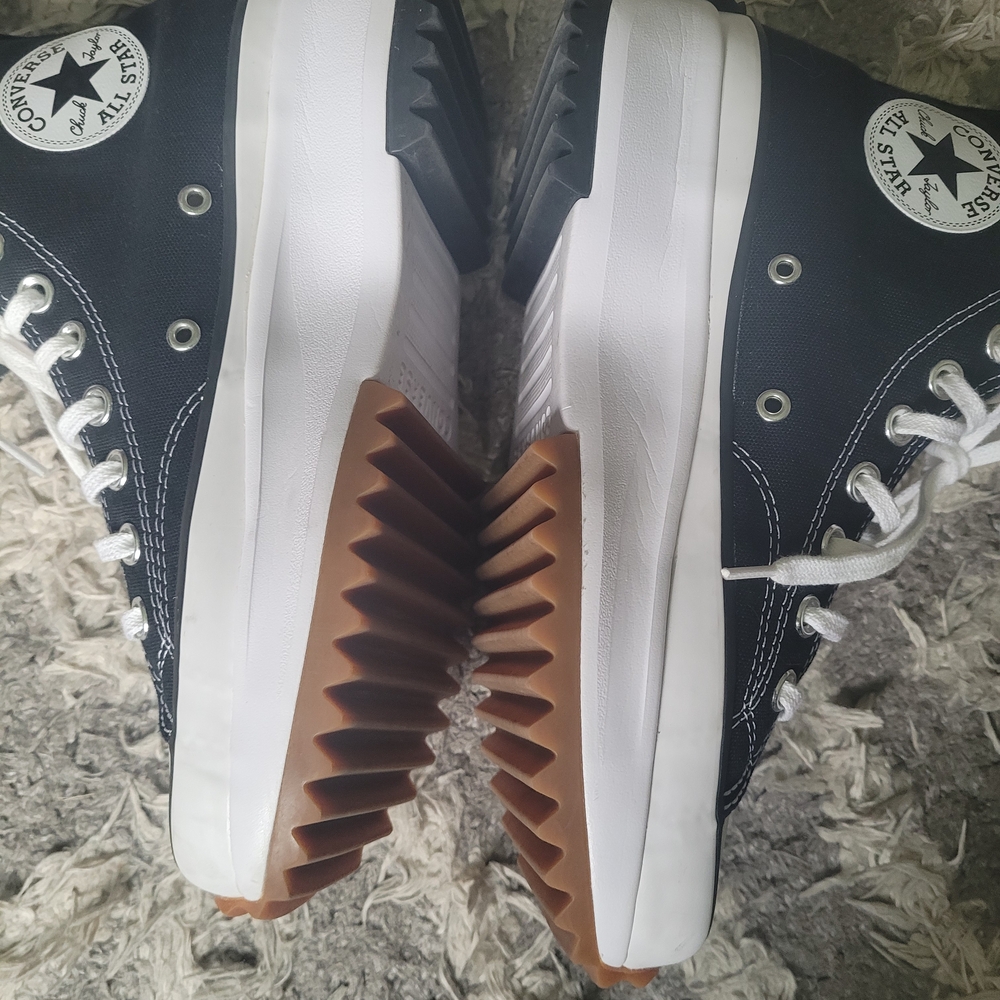 Converse Black and White Athletic Sneakers with Brown Sole
